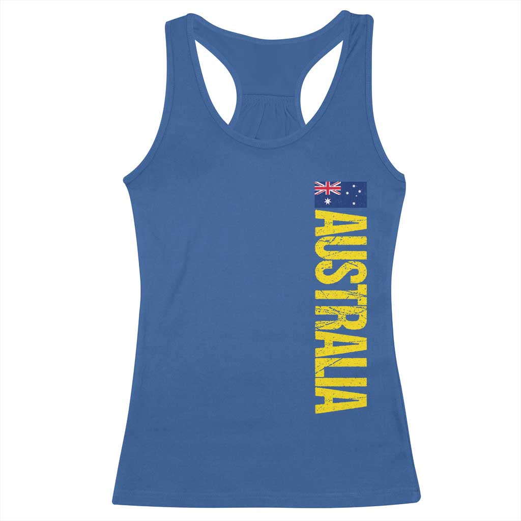 Australia Flag Racerback Tank Top Patriotic Country Pride Vertical Text Graphic