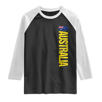 Australia Flag Raglan Shirt Patriotic Country Pride Vertical Text Graphic
