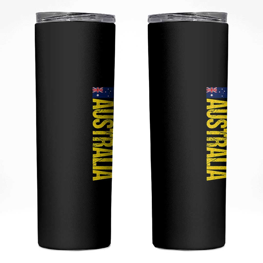 Australia Flag Skinny Tumbler Patriotic Country Pride Vertical Text Graphic