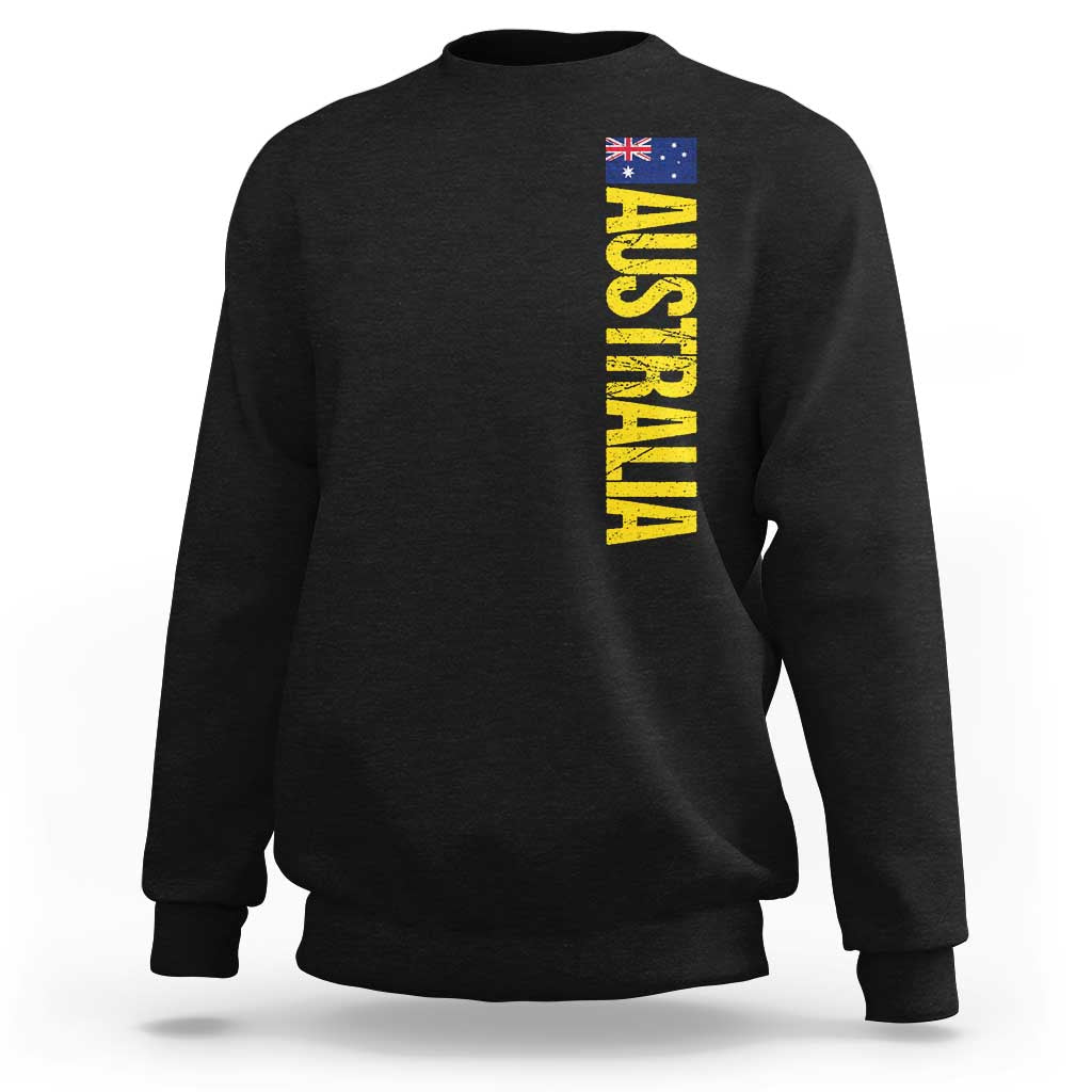 Australia Flag Sweatshirt Patriotic Country Pride Vertical Text Graphic