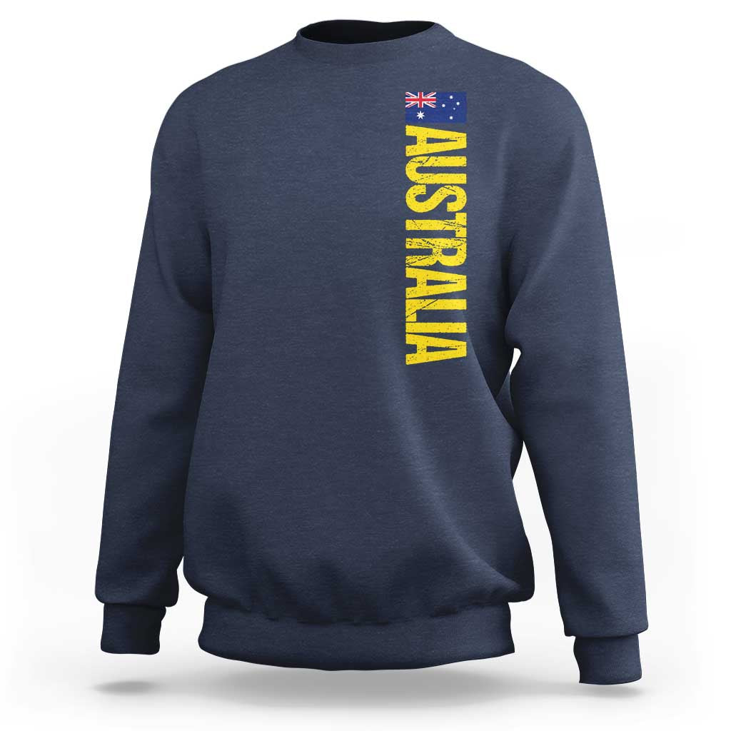 Australia Flag Sweatshirt Patriotic Country Pride Vertical Text Graphic