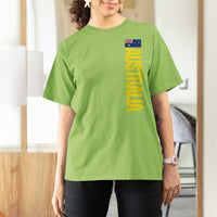 Australia Flag T Shirt For Women Patriotic Country Pride Vertical Text Graphic