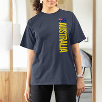 Australia Flag T Shirt For Women Patriotic Country Pride Vertical Text Graphic