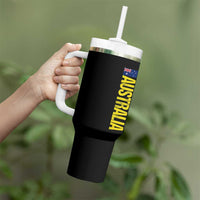 Australia Flag Tumbler With Handle Patriotic Country Pride Vertical Text Graphic