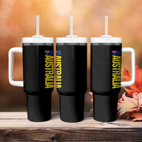 Australia Flag Tumbler With Handle Patriotic Country Pride Vertical Text Graphic