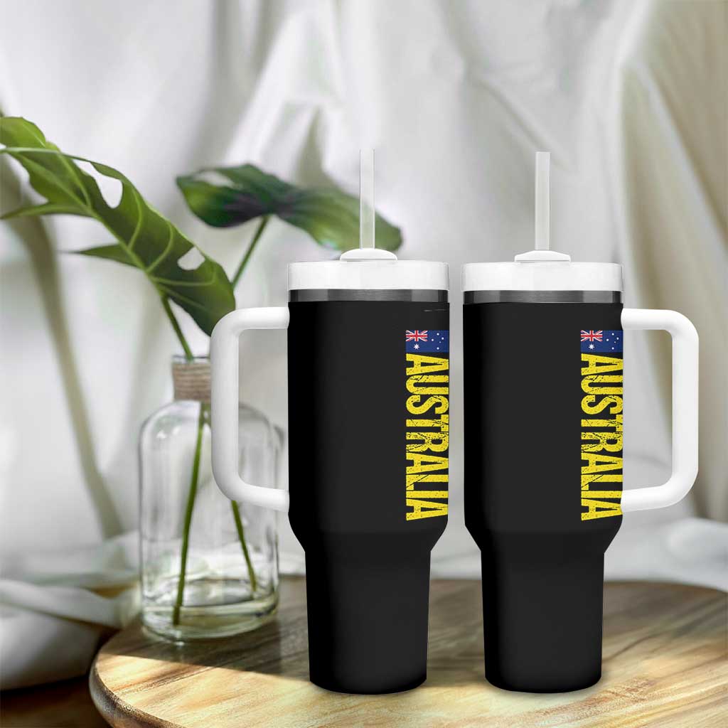 Australia Flag Tumbler With Handle Patriotic Country Pride Vertical Text Graphic