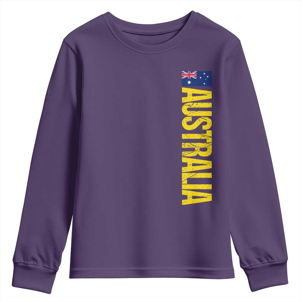 Australia Flag Youth Sweatshirt Patriotic Country Pride Vertical Text Graphic
