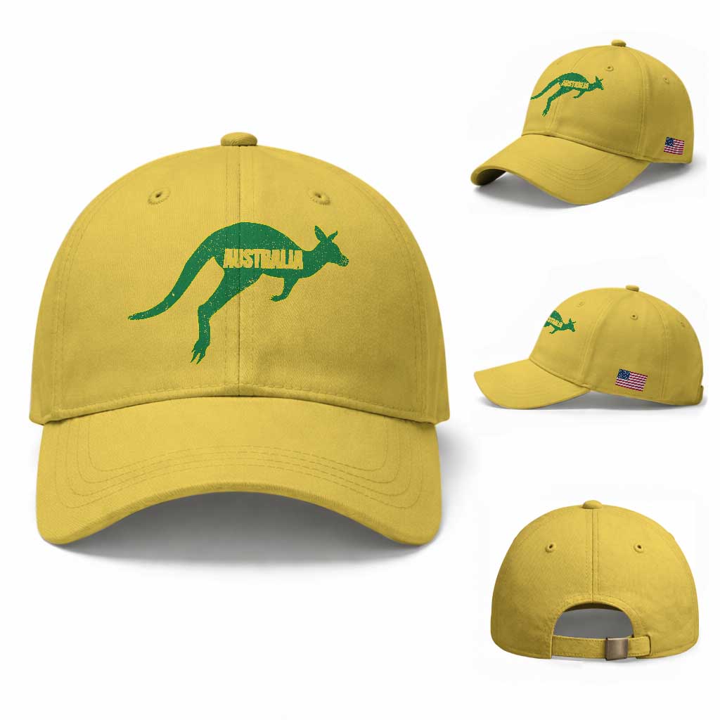Vintage Kangaroo Australia Baseball Cap Patriotic Country Pride Graphic Aussie Roo Kangaroo