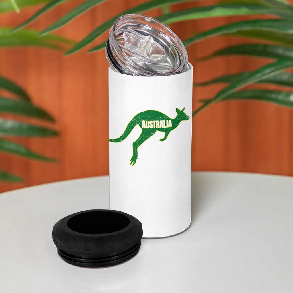 Vintage Kangaroo Australia 4 in 1 Can Cooler Tumbler Patriotic Country Pride Graphic Aussie Roo Kangaroo
