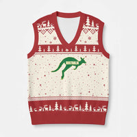 Vintage Kangaroo Australia V-Neck Knit Sweater Vest Patriotic Country Pride Graphic Aussie Roo Kangaroo