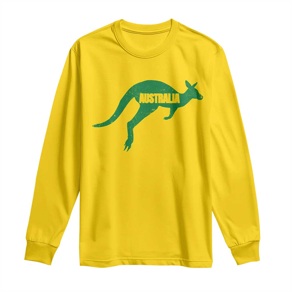 Vintage Kangaroo Australia Long Sleeve Shirt Patriotic Country Pride Graphic Aussie Roo Kangaroo