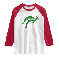 Vintage Kangaroo Australia Raglan Shirt Patriotic Country Pride Graphic Aussie Roo Kangaroo