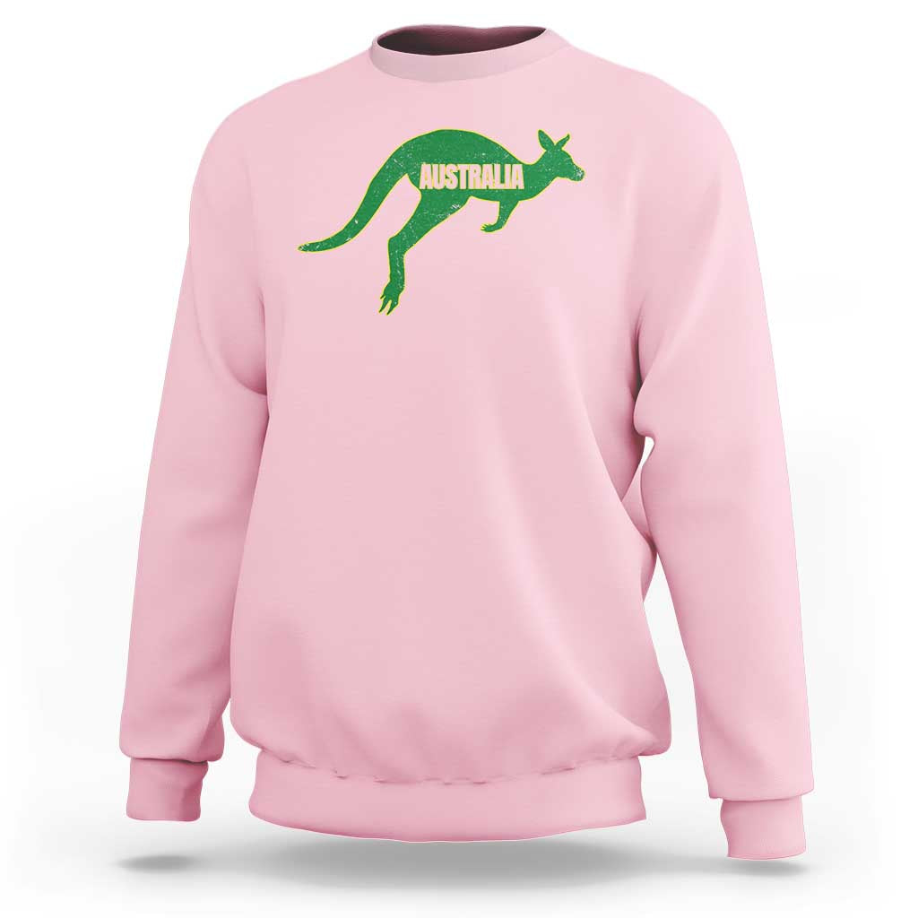 Vintage Kangaroo Australia Sweatshirt Patriotic Country Pride Graphic Aussie Roo Kangaroo