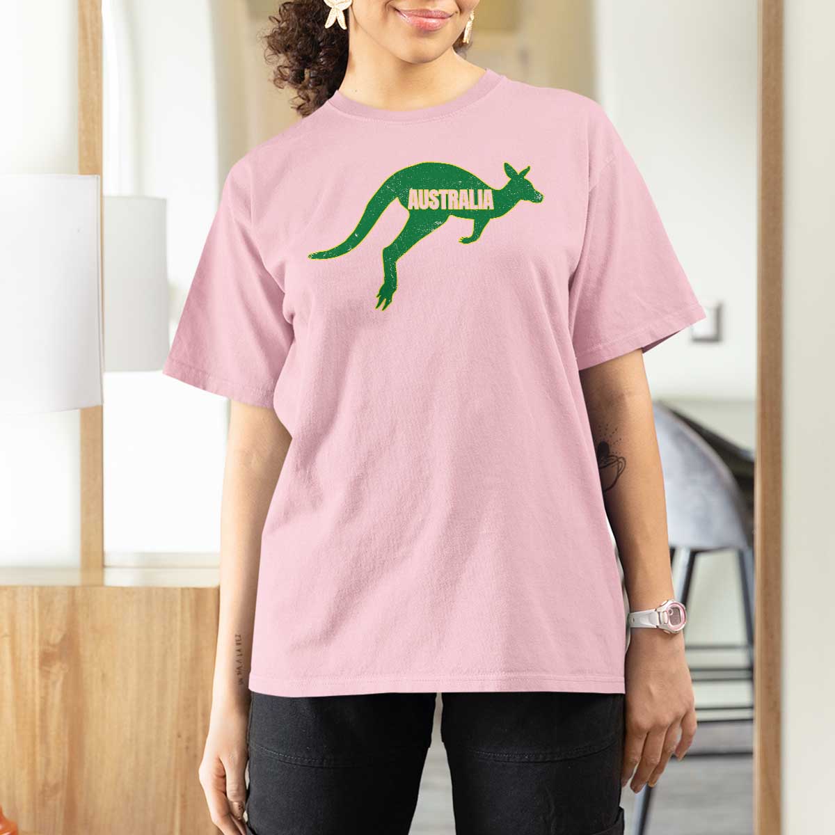 Vintage Kangaroo Australia T Shirt For Women Patriotic Country Pride Graphic Aussie Roo Kangaroo