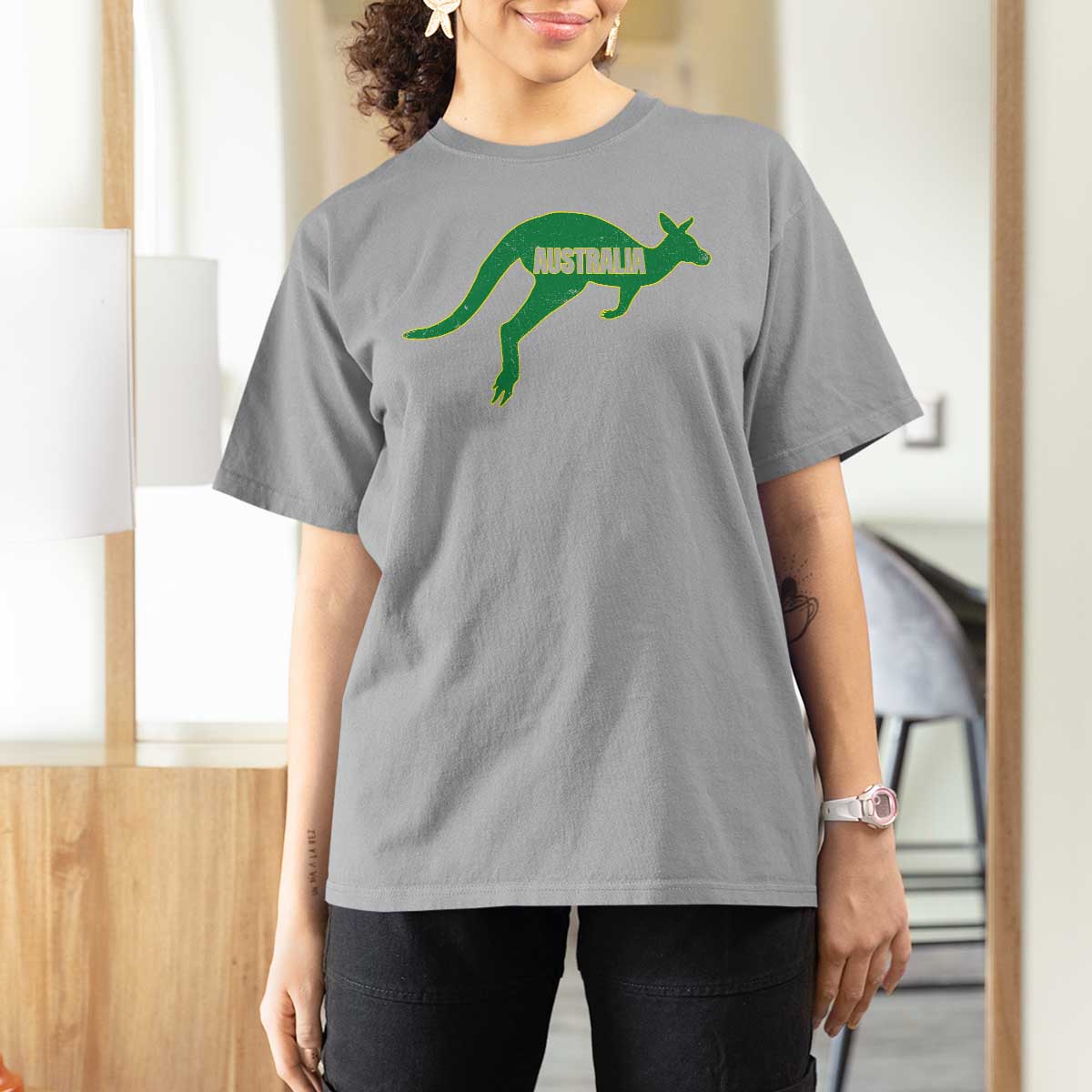 Vintage Kangaroo Australia T Shirt For Women Patriotic Country Pride Graphic Aussie Roo Kangaroo