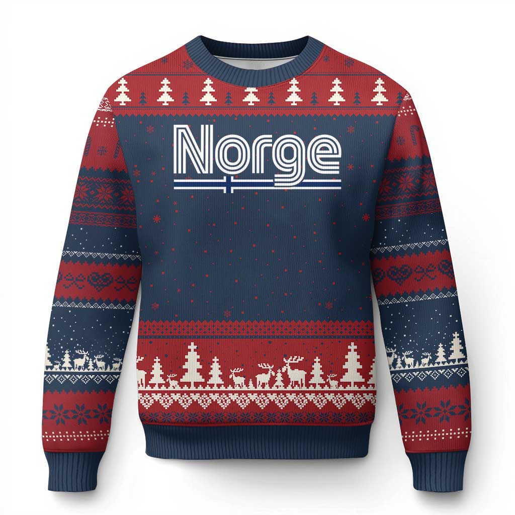 Retro Vintage Norge Flag Ugly Christmas Sweater Norway Norwegian Pride Heritage Scandinavian