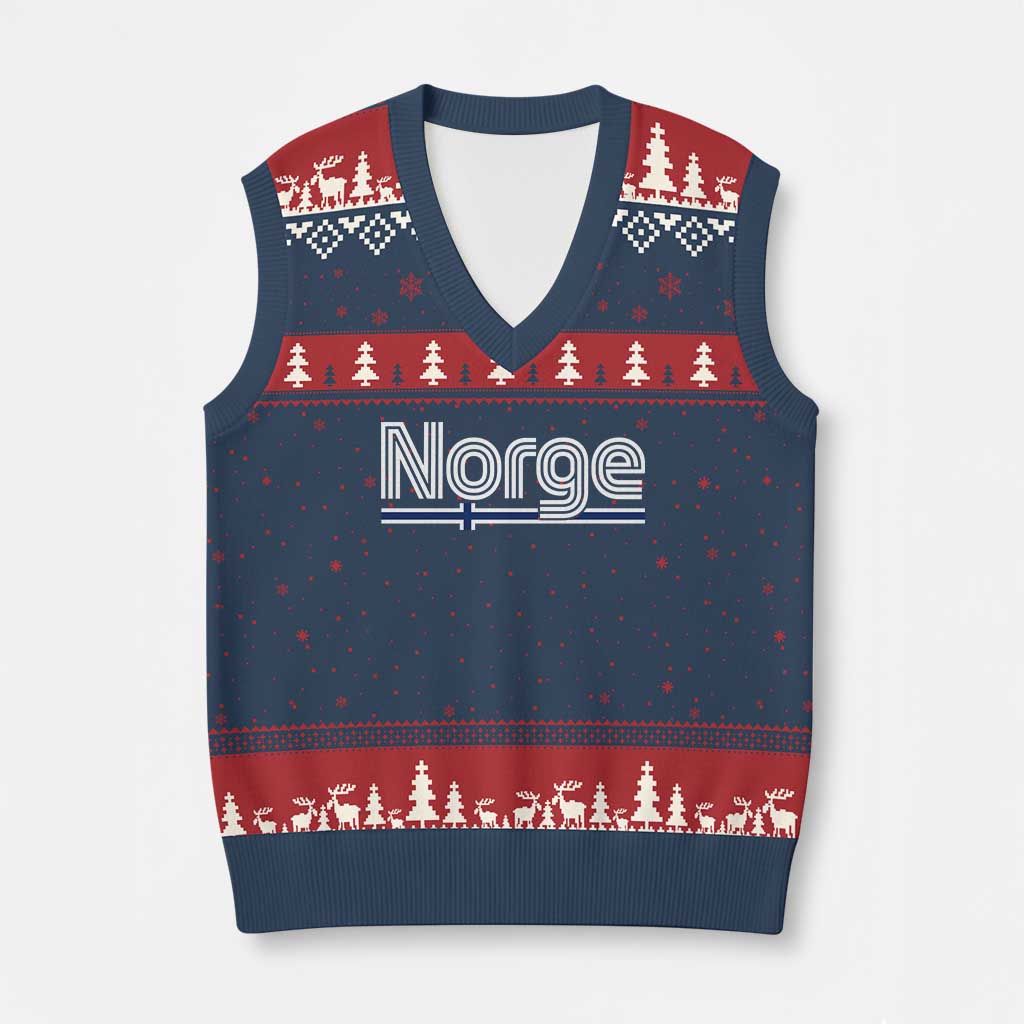 Retro Vintage Norge Flag V-Neck Knit Sweater Vest Norway Norwegian Pride Heritage Scandinavian