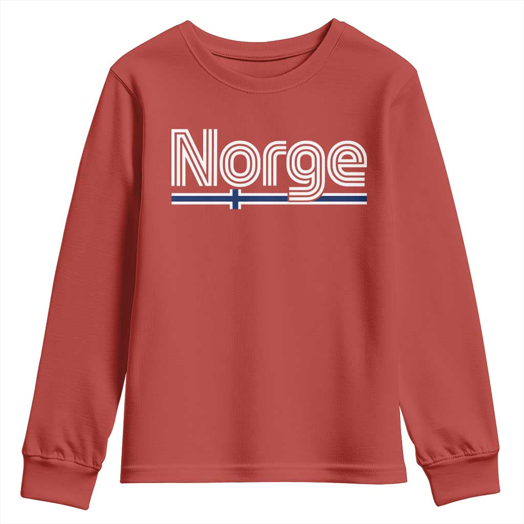 Retro Vintage Norge Flag Youth Sweatshirt Norway Norwegian Pride Heritage Scandinavian
