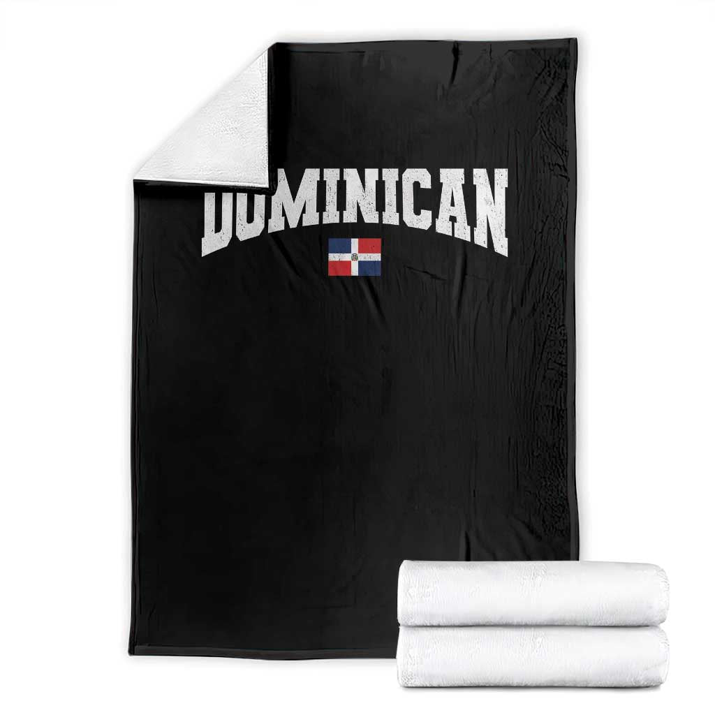 Vintage Dominican Republic Flag Throw Blanket Retro Varsity Caribbean Pride Heritage Gift