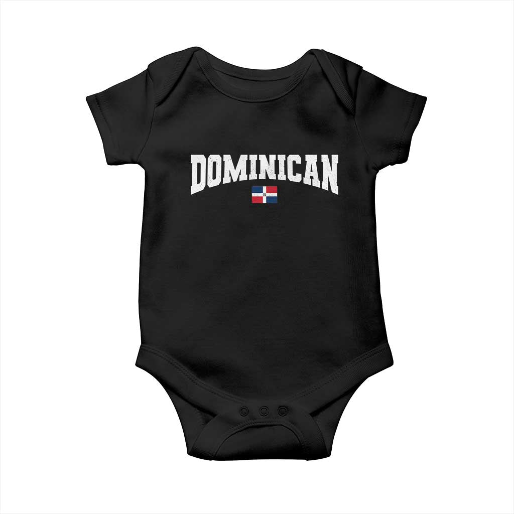 Vintage Dominican Republic Flag Baby Onesie Retro Varsity Caribbean Pride Heritage Gift