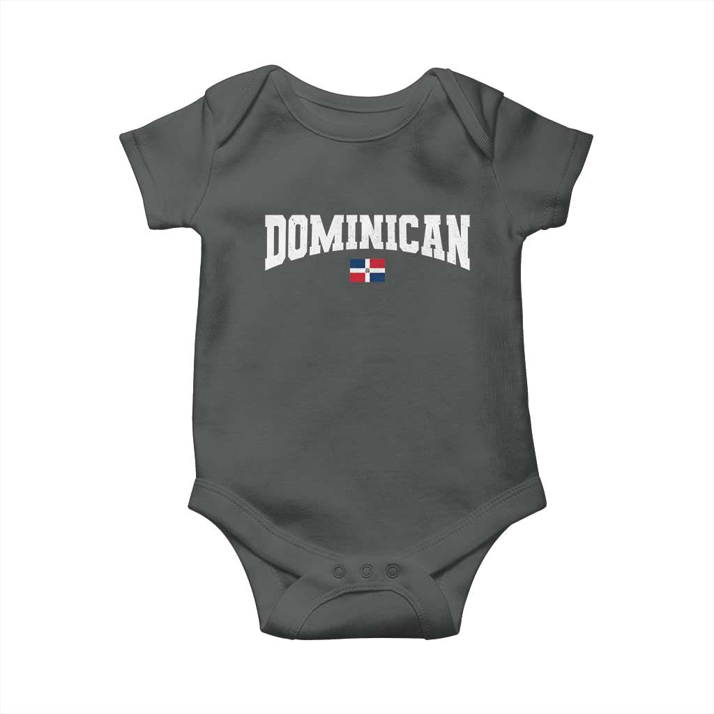 Vintage Dominican Republic Flag Baby Onesie Retro Varsity Caribbean Pride Heritage Gift