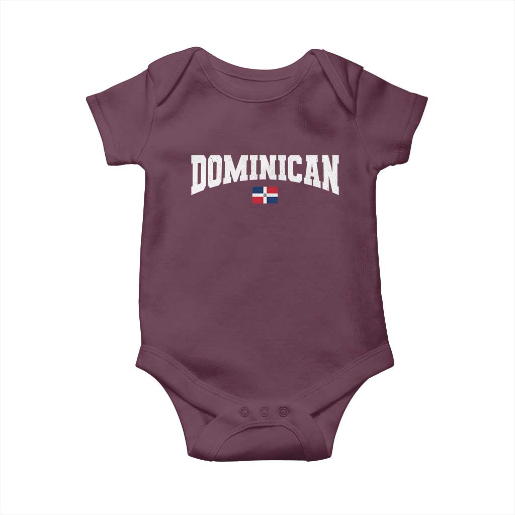 Vintage Dominican Republic Flag Baby Onesie Retro Varsity Caribbean Pride Heritage Gift