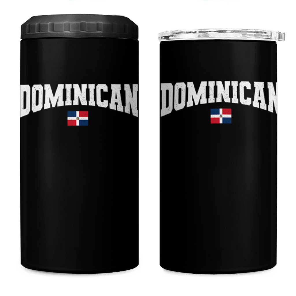 Vintage Dominican Republic Flag 4 in 1 Can Cooler Tumbler Retro Varsity Caribbean Pride Heritage Gift