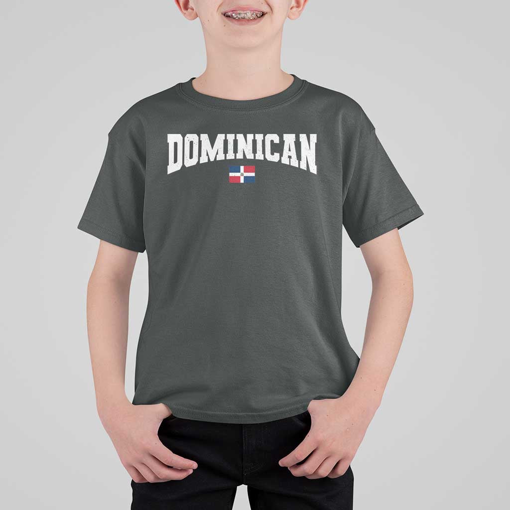 Vintage Dominican Republic Flag T Shirt For Kid Retro Varsity Caribbean Pride Heritage Gift