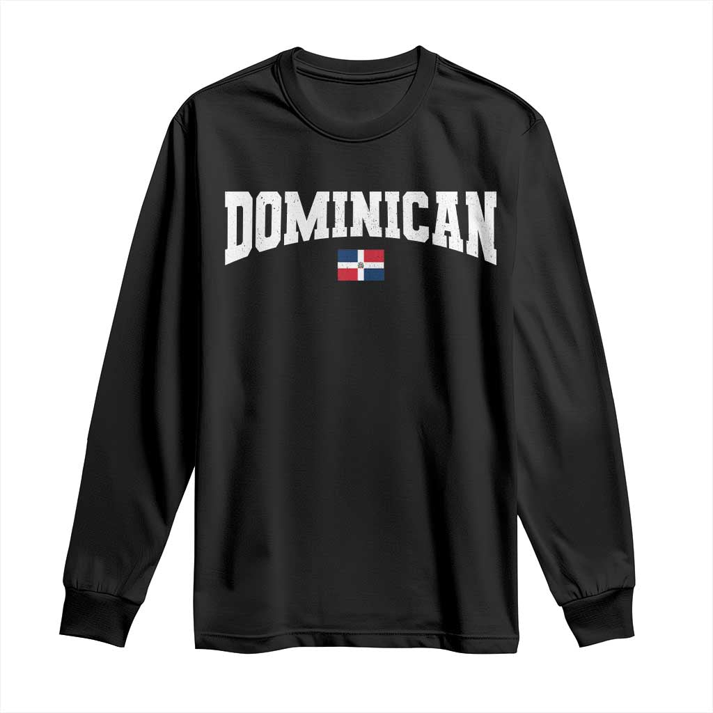 Vintage Dominican Republic Flag Long Sleeve Shirt Retro Varsity Caribbean Pride Heritage Gift