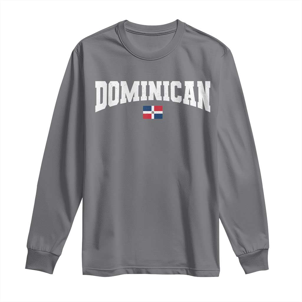 Vintage Dominican Republic Flag Long Sleeve Shirt Retro Varsity Caribbean Pride Heritage Gift