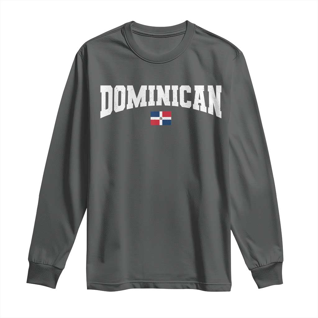 Vintage Dominican Republic Flag Long Sleeve Shirt Retro Varsity Caribbean Pride Heritage Gift