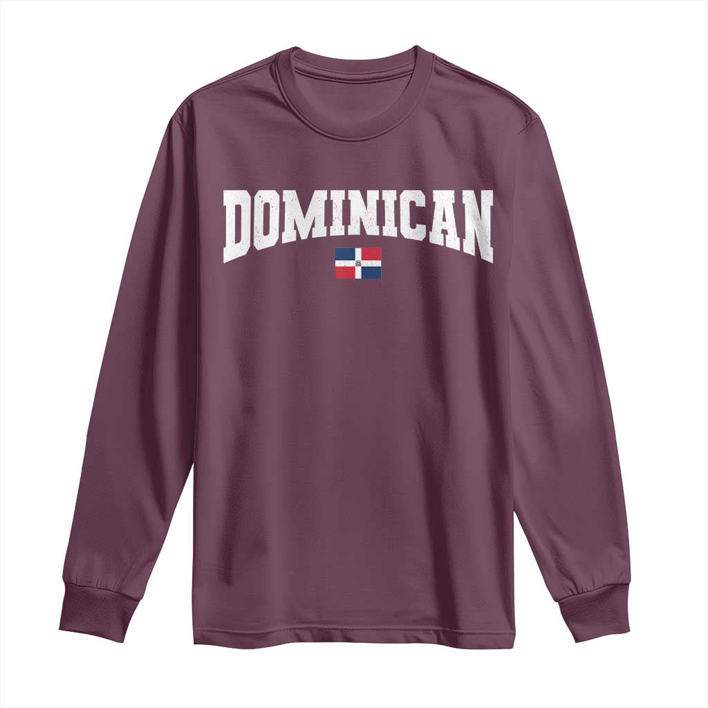 Vintage Dominican Republic Flag Long Sleeve Shirt Retro Varsity Caribbean Pride Heritage Gift