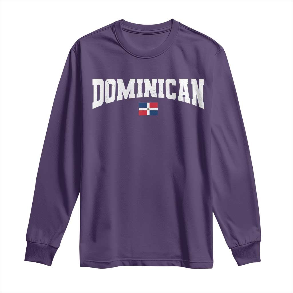 Vintage Dominican Republic Flag Long Sleeve Shirt Retro Varsity Caribbean Pride Heritage Gift