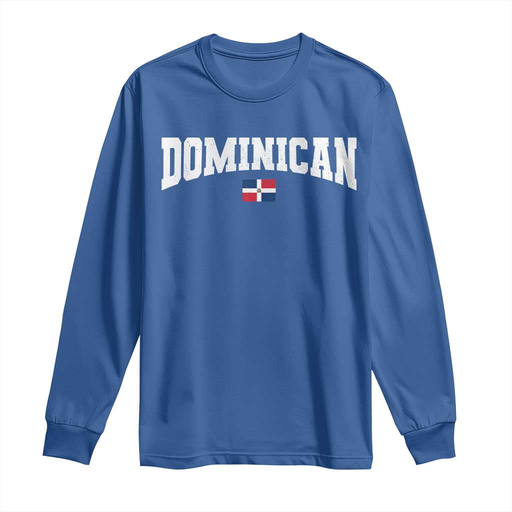 Vintage Dominican Republic Flag Long Sleeve Shirt Retro Varsity Caribbean Pride Heritage Gift