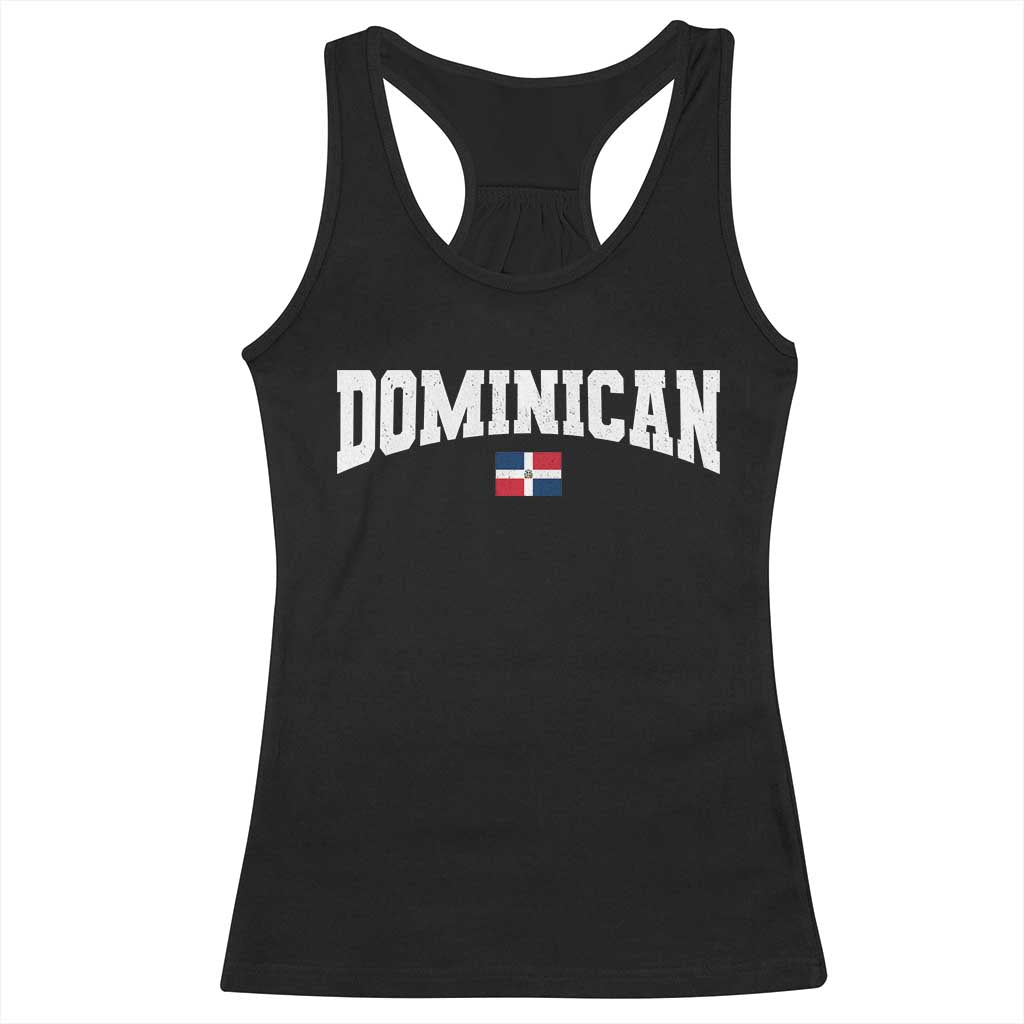 Vintage Dominican Republic Flag Racerback Tank Top Retro Varsity Caribbean Pride Heritage Gift