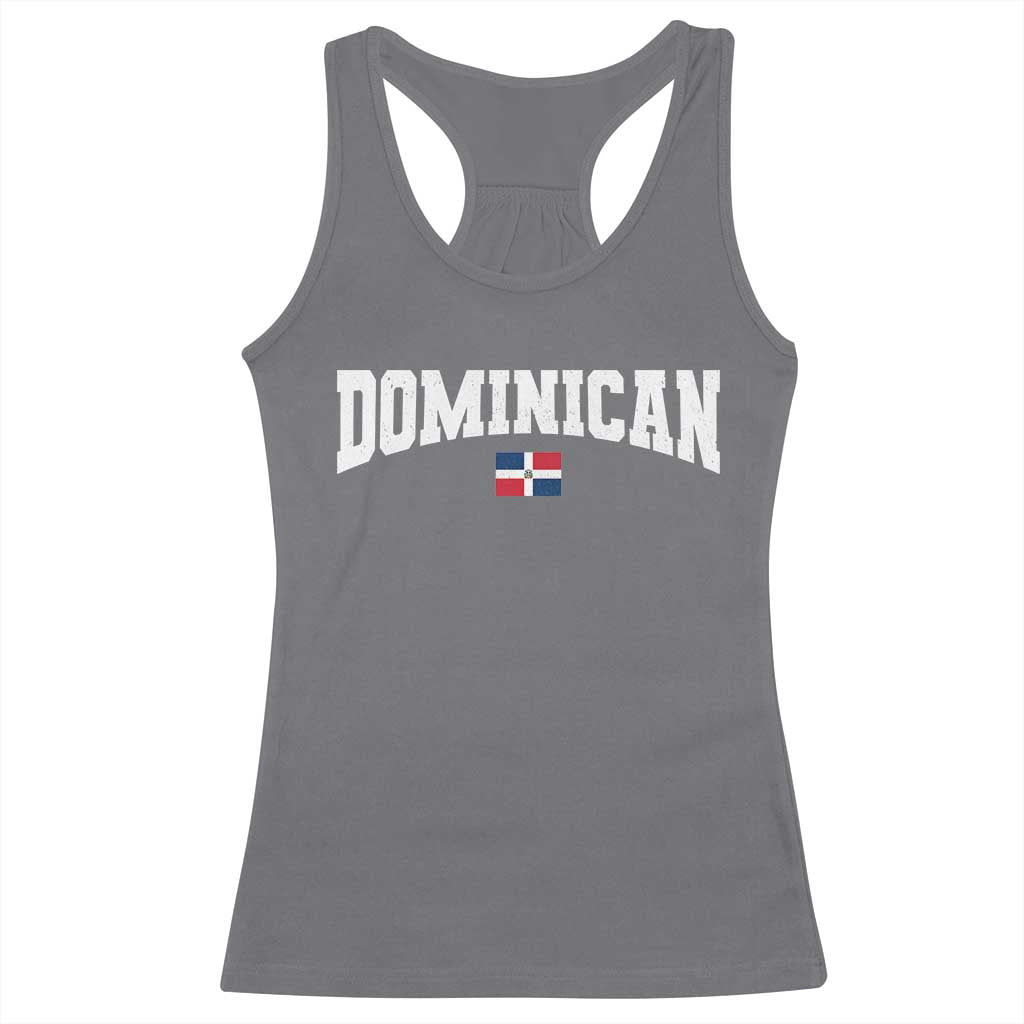 Vintage Dominican Republic Flag Racerback Tank Top Retro Varsity Caribbean Pride Heritage Gift