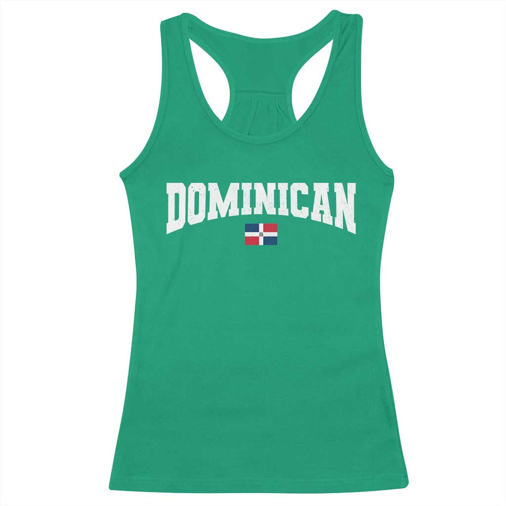 Vintage Dominican Republic Flag Racerback Tank Top Retro Varsity Caribbean Pride Heritage Gift