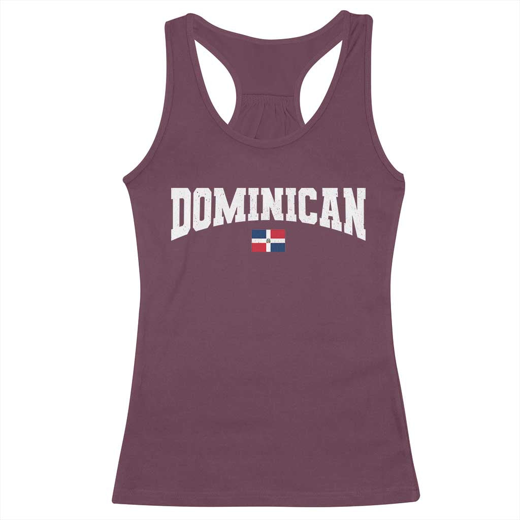 Vintage Dominican Republic Flag Racerback Tank Top Retro Varsity Caribbean Pride Heritage Gift