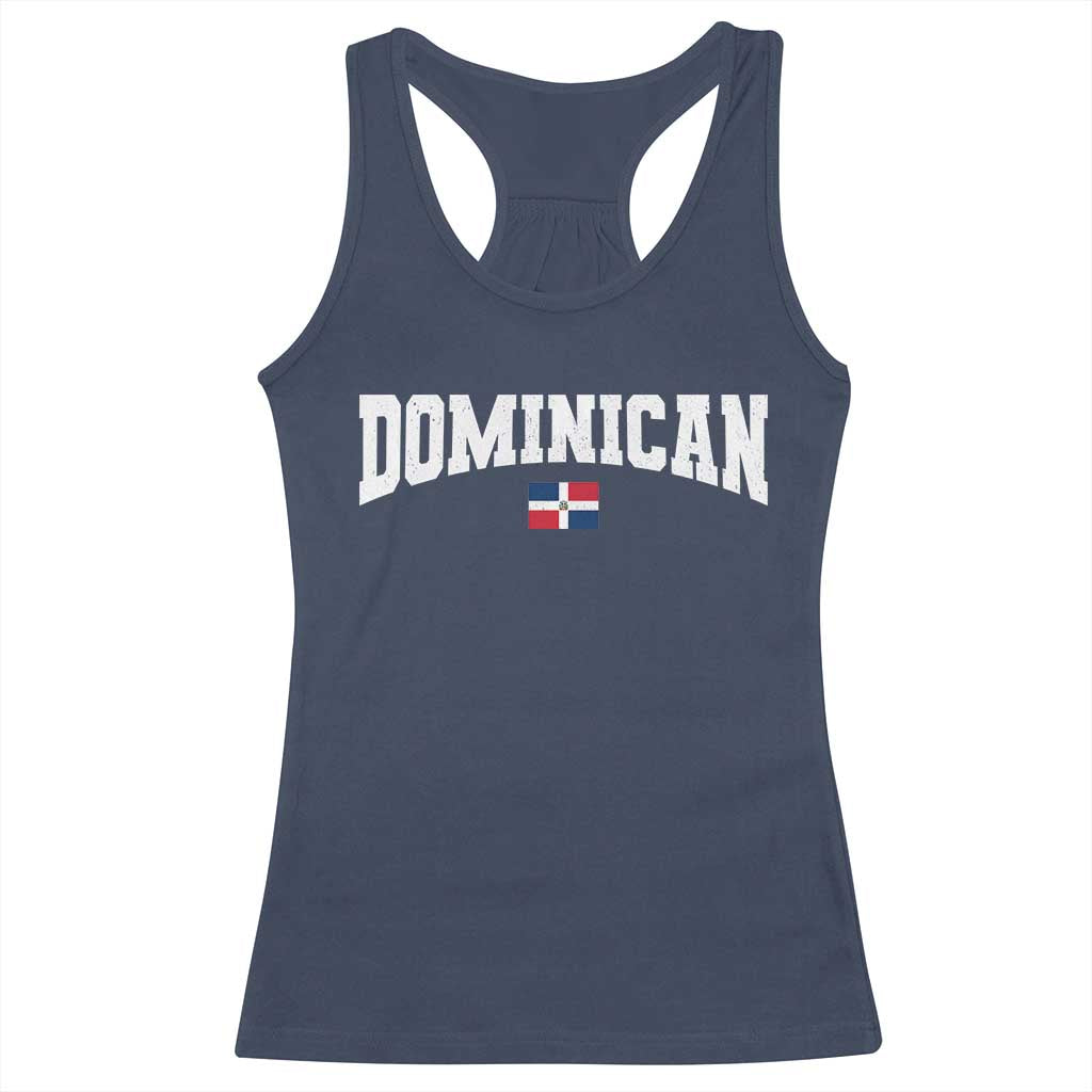 Vintage Dominican Republic Flag Racerback Tank Top Retro Varsity Caribbean Pride Heritage Gift