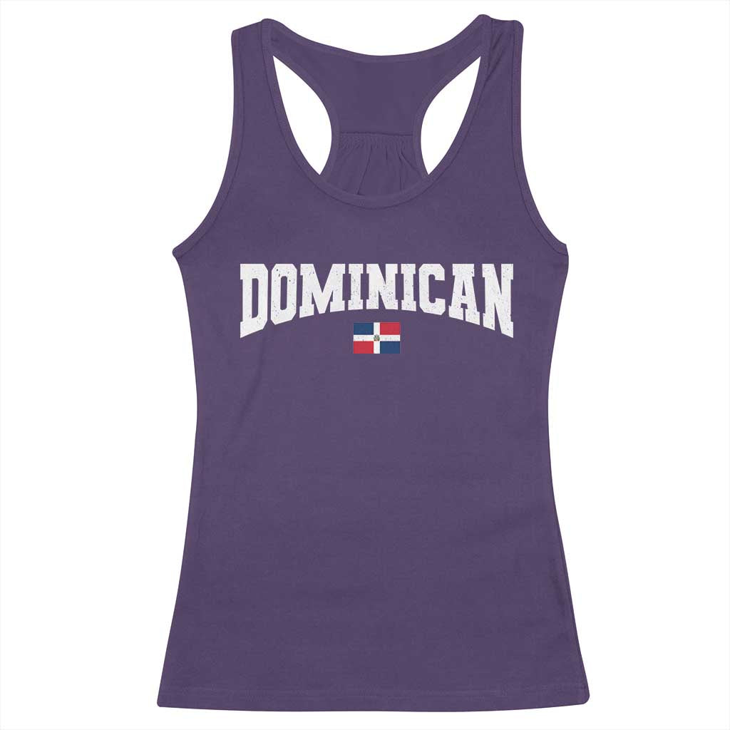 Vintage Dominican Republic Flag Racerback Tank Top Retro Varsity Caribbean Pride Heritage Gift