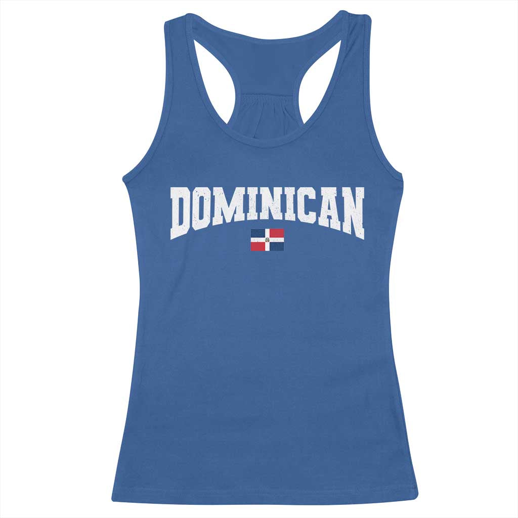 Vintage Dominican Republic Flag Racerback Tank Top Retro Varsity Caribbean Pride Heritage Gift