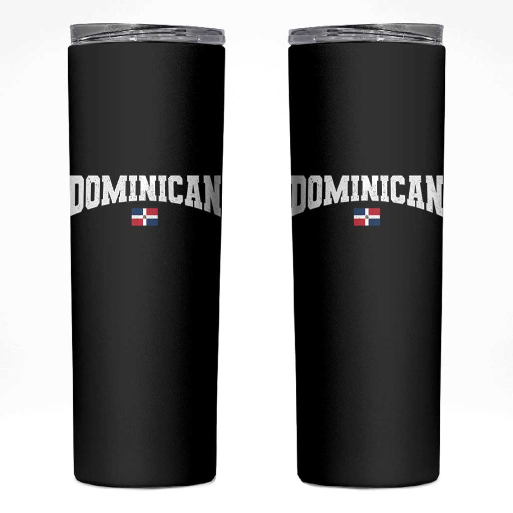 Vintage Dominican Republic Flag Skinny Tumbler Retro Varsity Caribbean Pride Heritage Gift