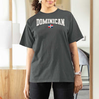 Vintage Dominican Republic Flag T Shirt For Women Retro Varsity Caribbean Pride Heritage Gift