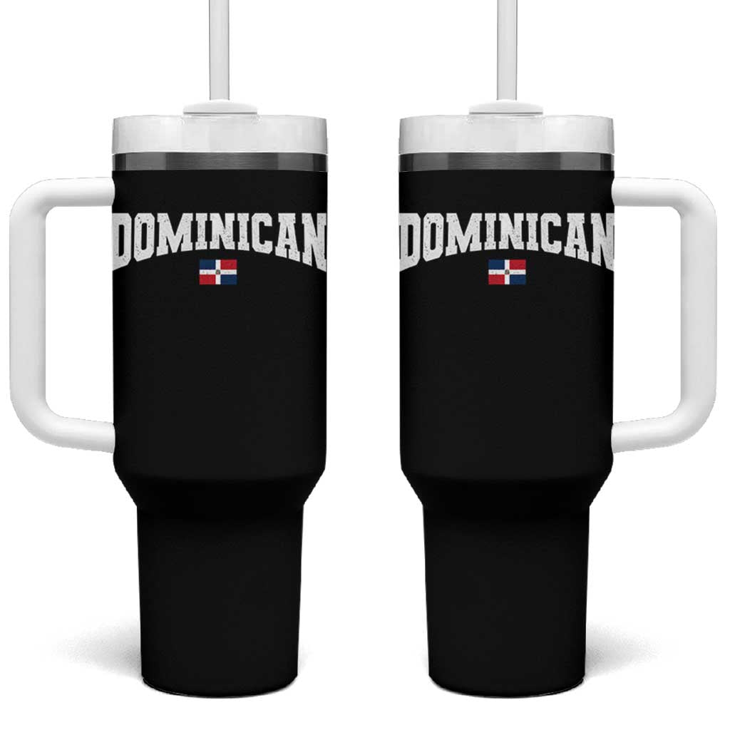 Vintage Dominican Republic Flag Tumbler With Handle Retro Varsity Caribbean Pride Heritage Gift