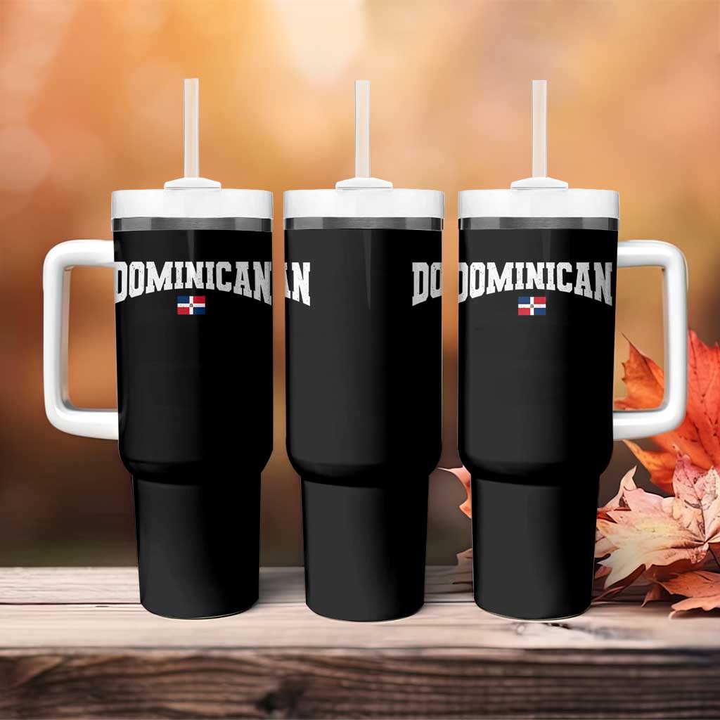 Vintage Dominican Republic Flag Tumbler With Handle Retro Varsity Caribbean Pride Heritage Gift