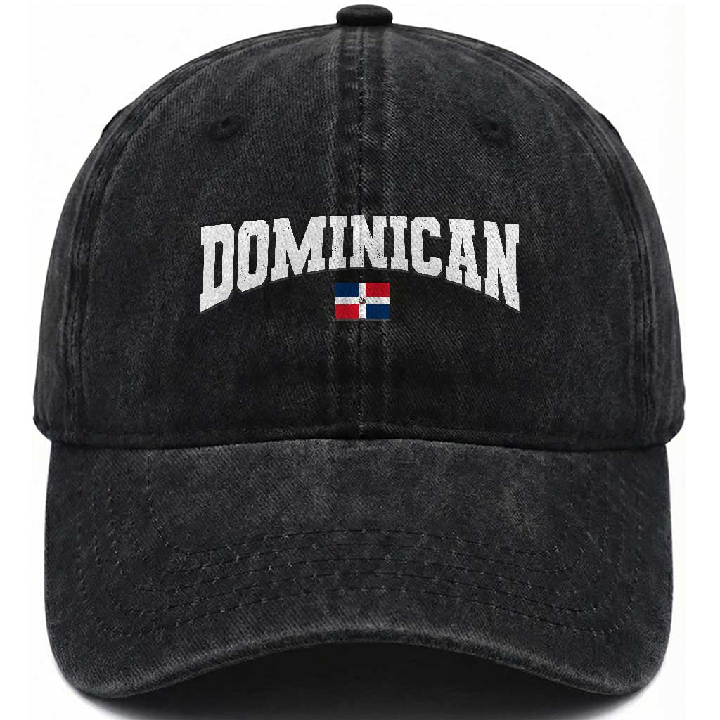 Vintage Dominican Republic Flag Washed Cotton Baseball Cap Retro Varsity Caribbean Pride Heritage Gift