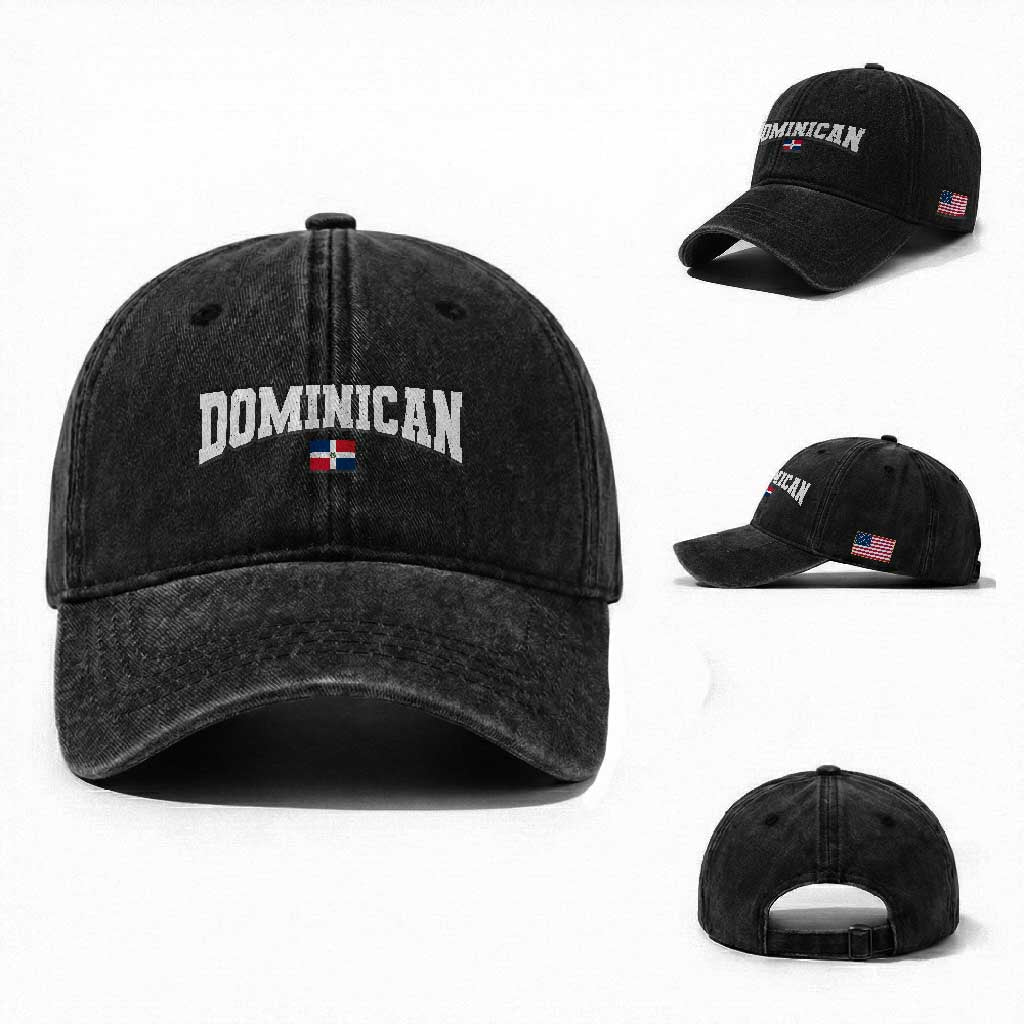 Vintage Dominican Republic Flag Washed Cotton Baseball Cap Retro Varsity Caribbean Pride Heritage Gift