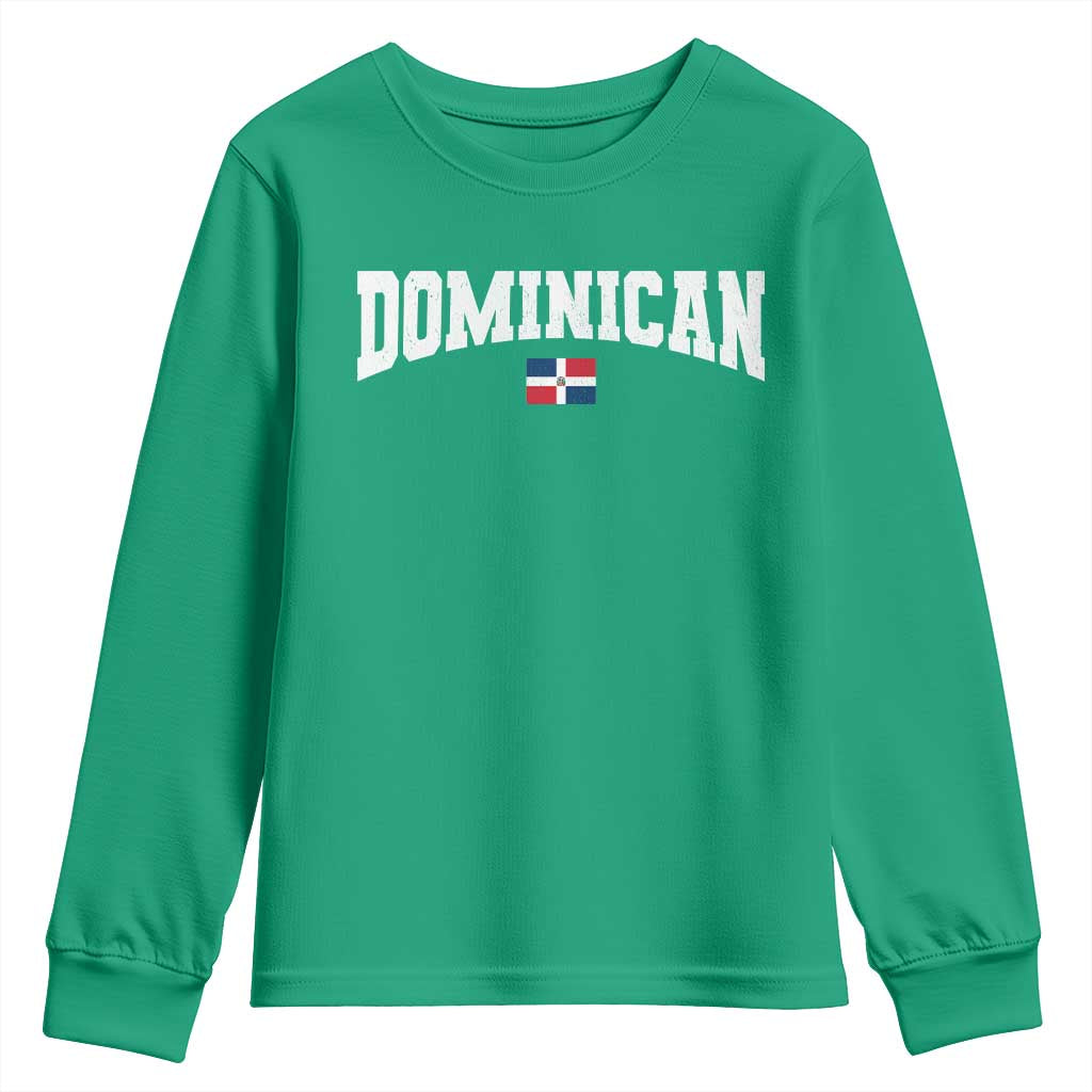 Vintage Dominican Republic Flag Youth Sweatshirt Retro Varsity Caribbean Pride Heritage Gift