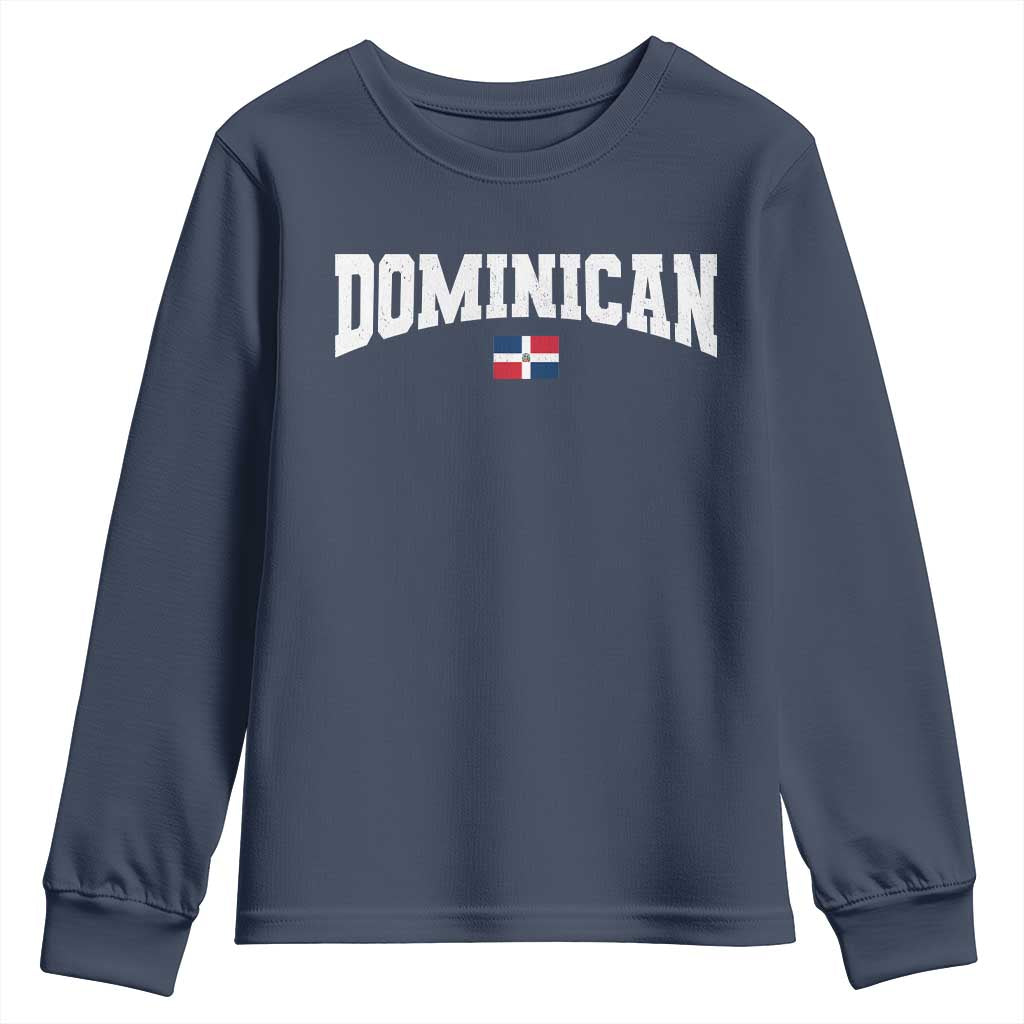 Vintage Dominican Republic Flag Youth Sweatshirt Retro Varsity Caribbean Pride Heritage Gift