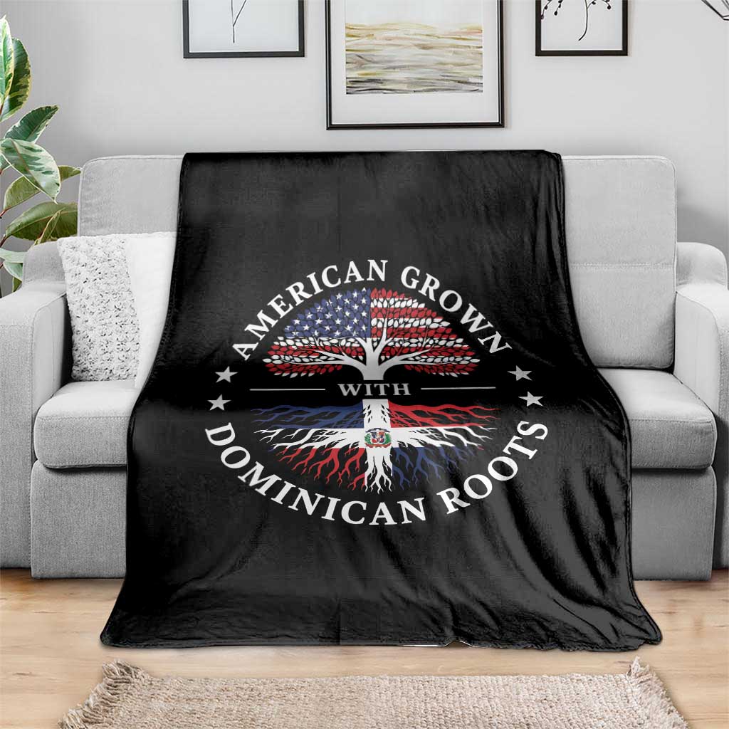 American Grown With Dominican Roots Throw Blanket USA Dominican Republic Heritage Pride Gift